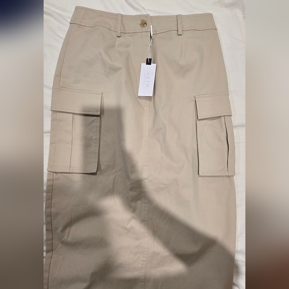 ASTR Khaki Maxi Cargo Skirt